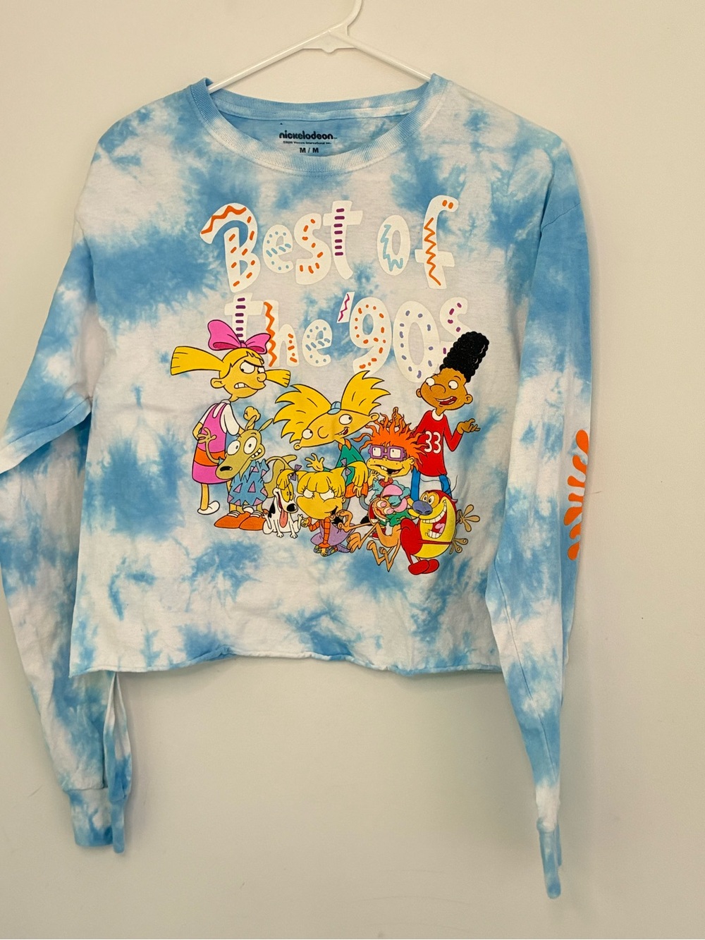 Nickelodeon Hey Arnold! Tie-Dye Graphic Tee - Light Blue & White